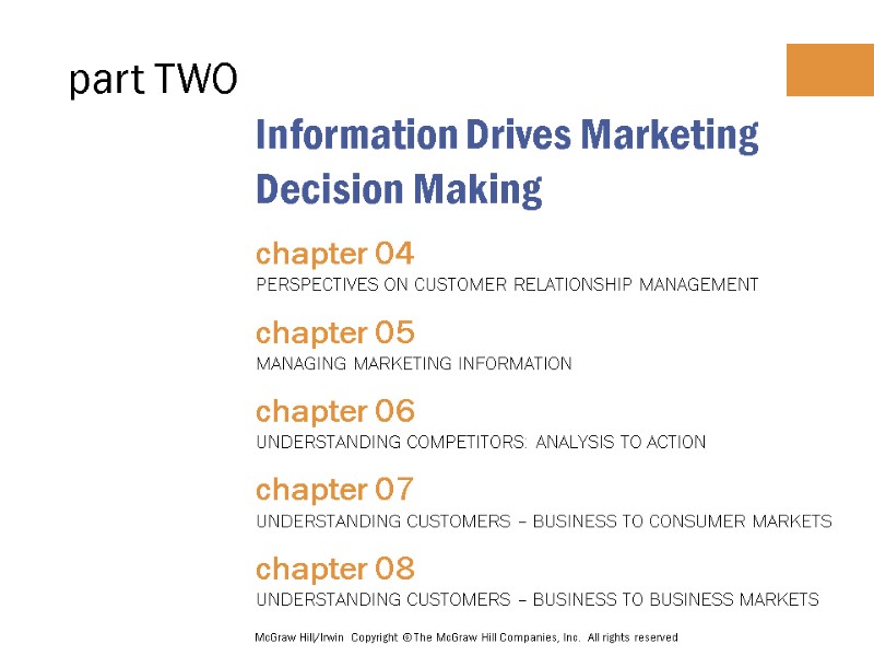 Information Drives Marketing Decision Making chapter 04 PERSPECTIVES ON CUSTOMER RELATIONSHIP MANAGEMENT  